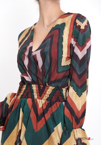 Robe encolure en V Imprimé chevron - ph 4