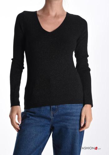 lurex long sleeve Wool Mix Sweater with v-neck - ph 1