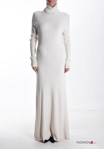Gerippte lange extra lange ärmel Kleid Rollkragen- - ph 1