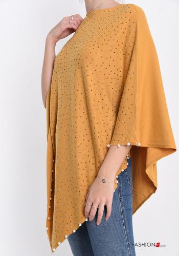 Poncho en Mélange de Laine avec des perles avec strass - ph 3