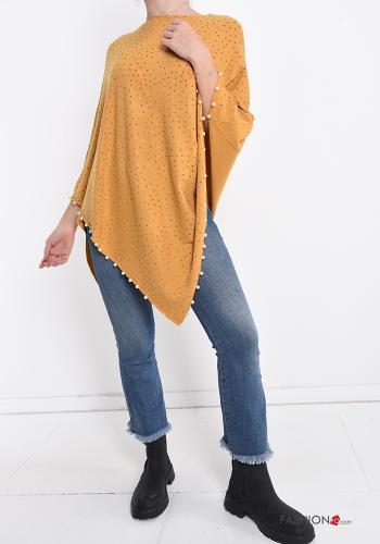 Poncho en Mélange de Laine avec des perles avec strass - ph 5