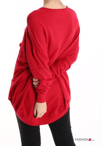 Robe en Mélange de Laine oversize col rond Imprimé écrit avec clous - ph 2