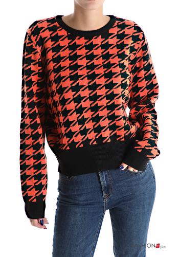 Maglione in Misto Lana corto maniche lunghe girocollo Fantasia pied de poule - ph 1
