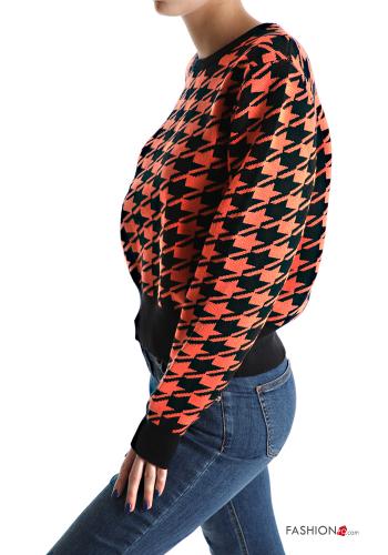 Maglione in Misto Lana corto maniche lunghe girocollo Fantasia pied de poule - ph 3