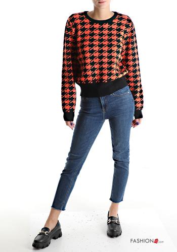 Maglione in Misto Lana corto maniche lunghe girocollo Fantasia pied de poule - ph 5