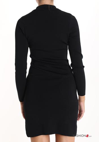 long sleeve with collar mini Wool Mix Dress with buttons - ph 2