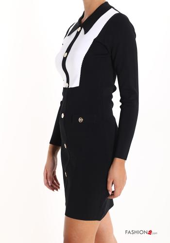 long sleeve with collar mini Wool Mix Dress with buttons - ph 3