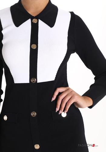 long sleeve with collar mini Wool Mix Dress with buttons - ph 4