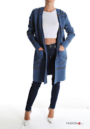 Blouson léger en Mélange de Laine Motif tartan avec poches à capuche - ph 1