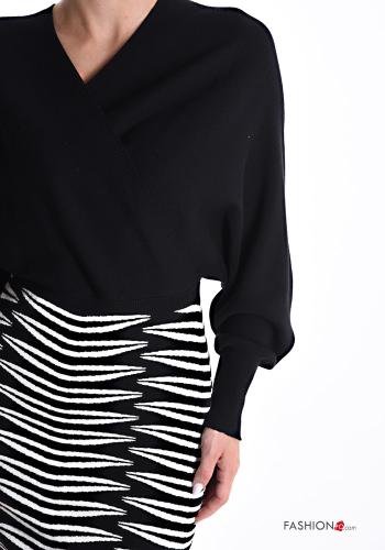 lange ärmel kurz Kleid mit V-Ausschnitt - ph 4