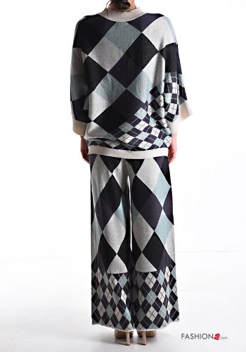 Geometric pattern crew neck Wool Mix Co-ord 3/4 sleeve - ph 2