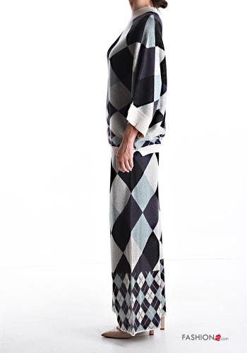 Geometric pattern crew neck Wool Mix Co-ord 3/4 sleeve - ph 3