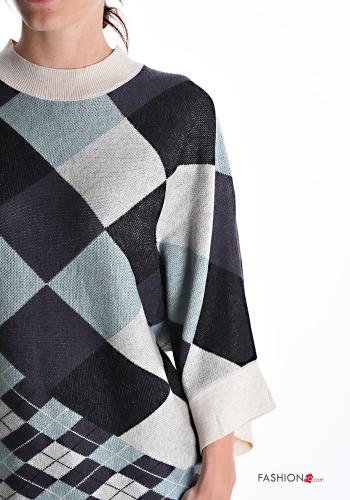Geometric pattern crew neck Wool Mix Co-ord 3/4 sleeve - ph 4