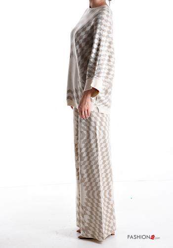 Coordinato in Misto Lana lungo maxi girocollo Fantasia geometrica maniche a tre quarti - ph 3
