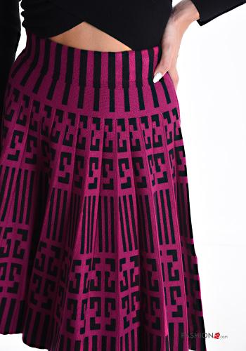 Falda circular por la rodilla Estampado Geométrico con elástico - ph 4