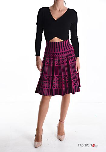 Falda circular por la rodilla Estampado Geométrico con elástico - ph 5