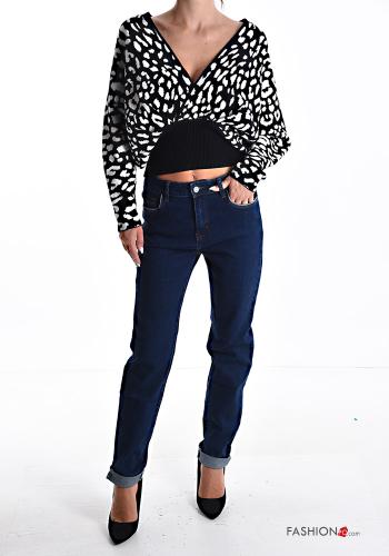 Jeans aus Baumwolle mit Knöpfen mit Reißverschluss mit Taschen - ph 5