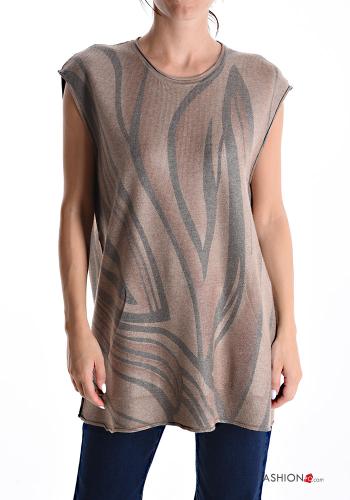 Maglione in Misto Lana senza maniche girocollo Fantasia astratta - ph 1