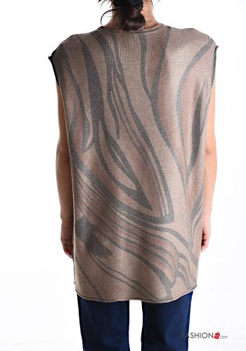 Maglione in Misto Lana senza maniche girocollo Fantasia astratta - ph 2
