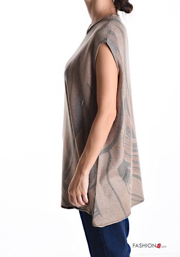 Maglione in Misto Lana senza maniche girocollo Fantasia astratta - ph 3