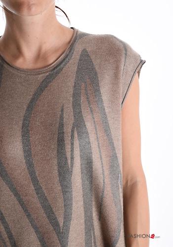 Maglione in Misto Lana senza maniche girocollo Fantasia astratta - ph 4