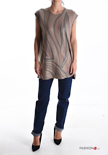 Maglione in Misto Lana senza maniche girocollo Fantasia astratta - ph 5