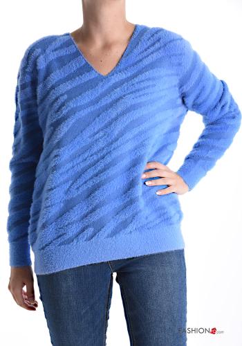 Maglione maniche lunghe Fantasia animalier scollo a V - ph 1