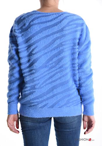 Maglione maniche lunghe Fantasia animalier scollo a V - ph 2