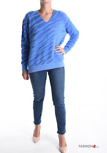 Maglione maniche lunghe Fantasia animalier scollo a V - ph 5