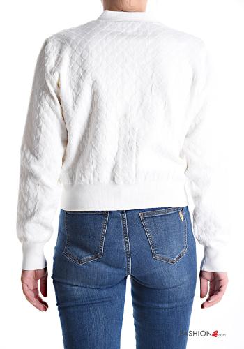 long sleeve mini Wool Mix Cardigan with buttons with rhinestones with v-neck - ph 2