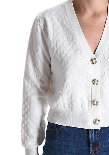 long sleeve mini Wool Mix Cardigan with buttons with rhinestones with v-neck - ph 4