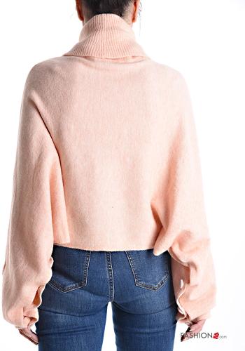 long sleeve mini Wool Mix Sweater Rollneck with buttons - ph 2