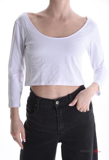 Maglietta a manica lunga in Cotone corto con scollo a barca - ph 1