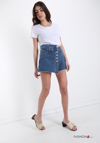 Shorts aus Baumwolle  mit Gürtel Denim mit Taschen mit Knöpfen - ph 5