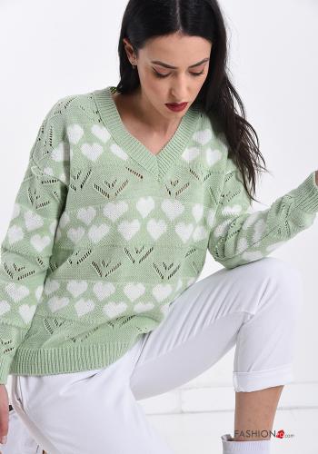 Sweater  v-neck Mixed print - ph 1