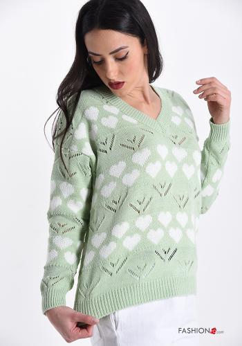 Sweater  v-neck Mixed print - ph 3