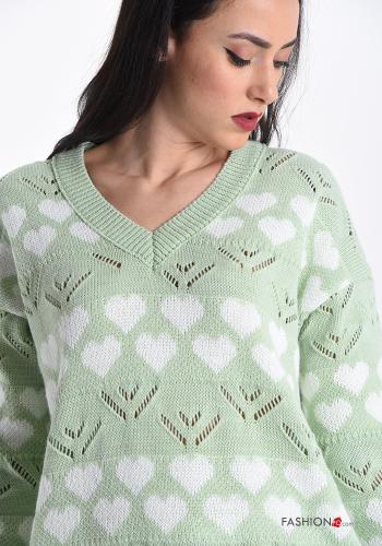 Sweater  v-neck Mixed print - ph 4