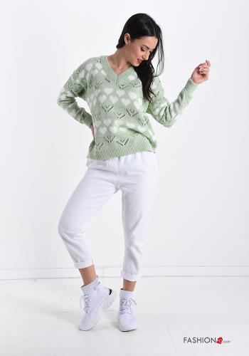 Sweater  v-neck Mixed print - ph 5