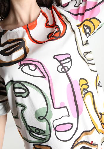 Robe en Coton  avec poches Imprimé artistique - ph 4