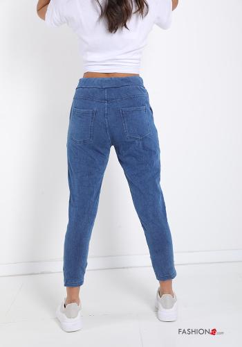 Jeans in Cotton  with sequins with bow with pockets - ph 2