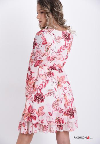 Abito  con fiocco scollo a V Fantasia floreale - ph 2