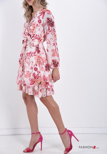 Abito  con fiocco scollo a V Fantasia floreale - ph 3