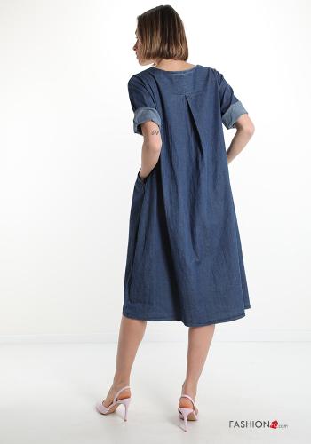 Abito in Cotone  con tasche denim - ph 2