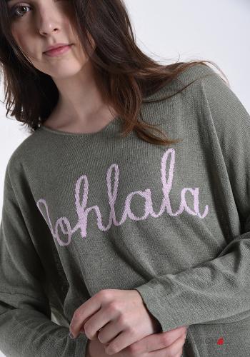 Sweater in Cotton  v-neck Written print - ph 4
