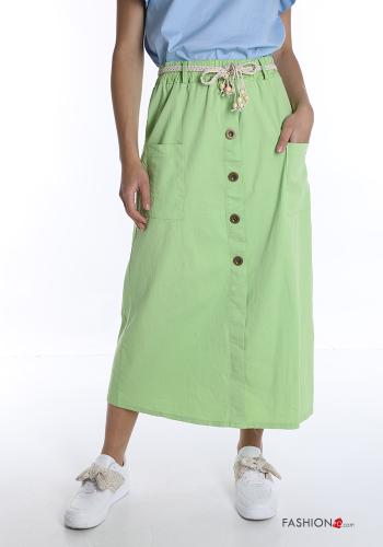Gonna in Cotone  con tasche con cintura longuette - ph 1