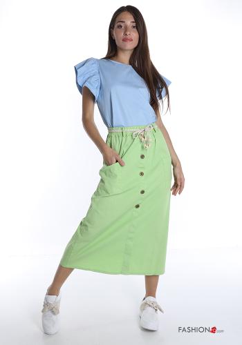 Gonna in Cotone  con tasche con cintura longuette - ph 5