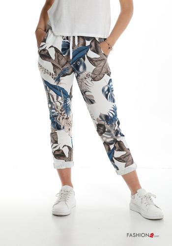 Trousers in Cotton  with pockets with bow Floral print - ph 1