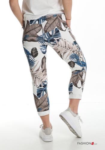 Trousers in Cotton  with pockets with bow Floral print - ph 2
