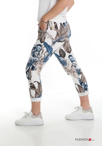 Trousers in Cotton  with pockets with bow Floral print - ph 3