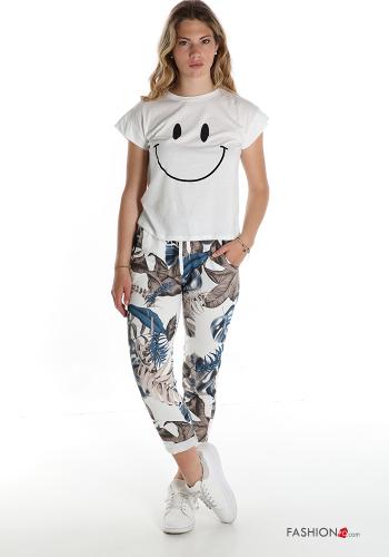 Trousers in Cotton  with pockets with bow Floral print - ph 5